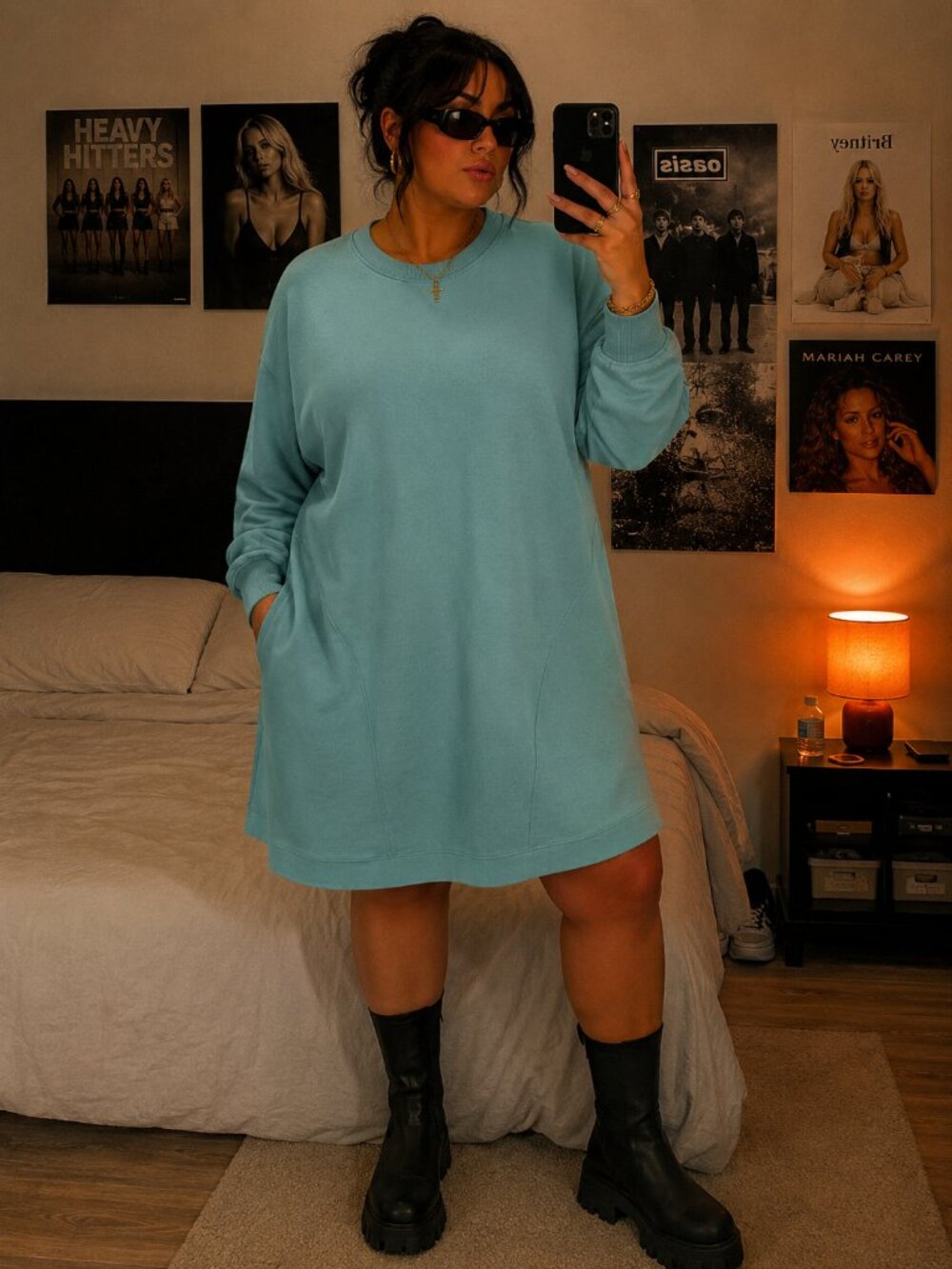 Stylus Mint Green Oversized Sweater Dress 3X Soft Lounge Casual Plus Size